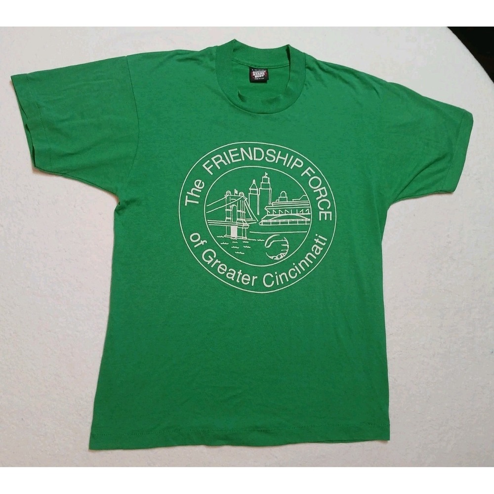 Vtg 80s Screen Stars Best Cincinnati T Shirt Adult L Green Single Stitch USA